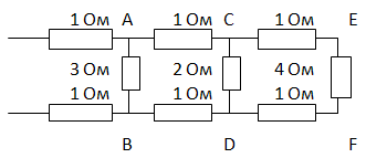 Определить общее сопротивление проводников соединенных по следующим схемам
